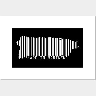 Puerto Rico Map Made in Boriken Barcode White Design Posters and Art